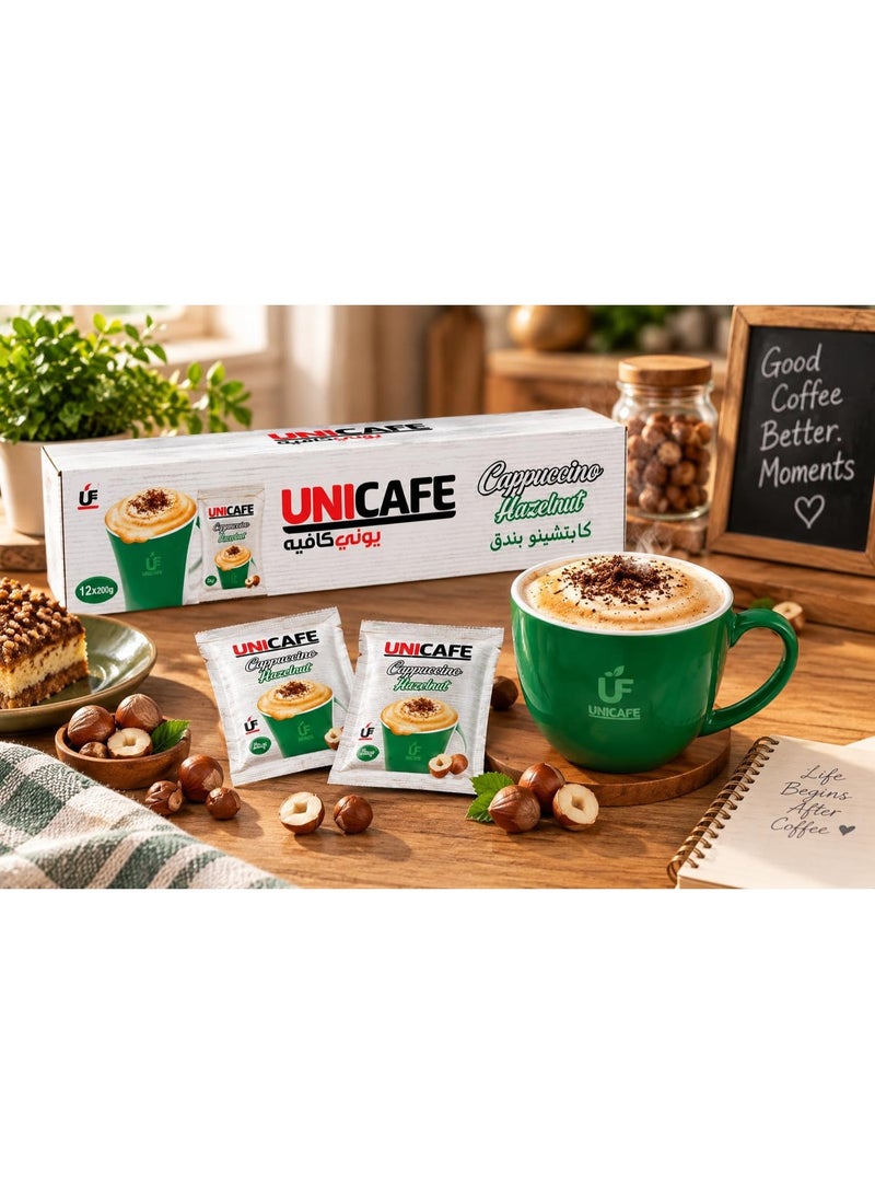 UniCafé UniCafe Hazelnut Cappuccino Instant Coffee, 200g x 12 Packs, Creamy Coffee Beverage - Image 5