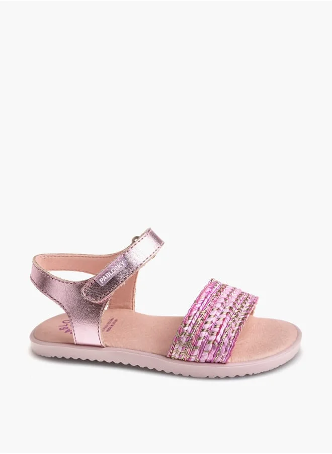 بابلوسكي Girls Strap Sandals With Hook And Loop Closure