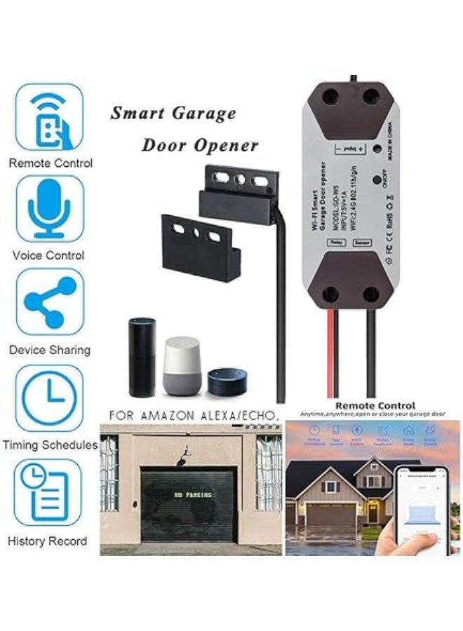 EVERSECU Tuya Smart WiFi Garage Door Opener Controller – Works with Alexa, Google Home, SmartLife/Tuya App, No Hub Required - Image 2