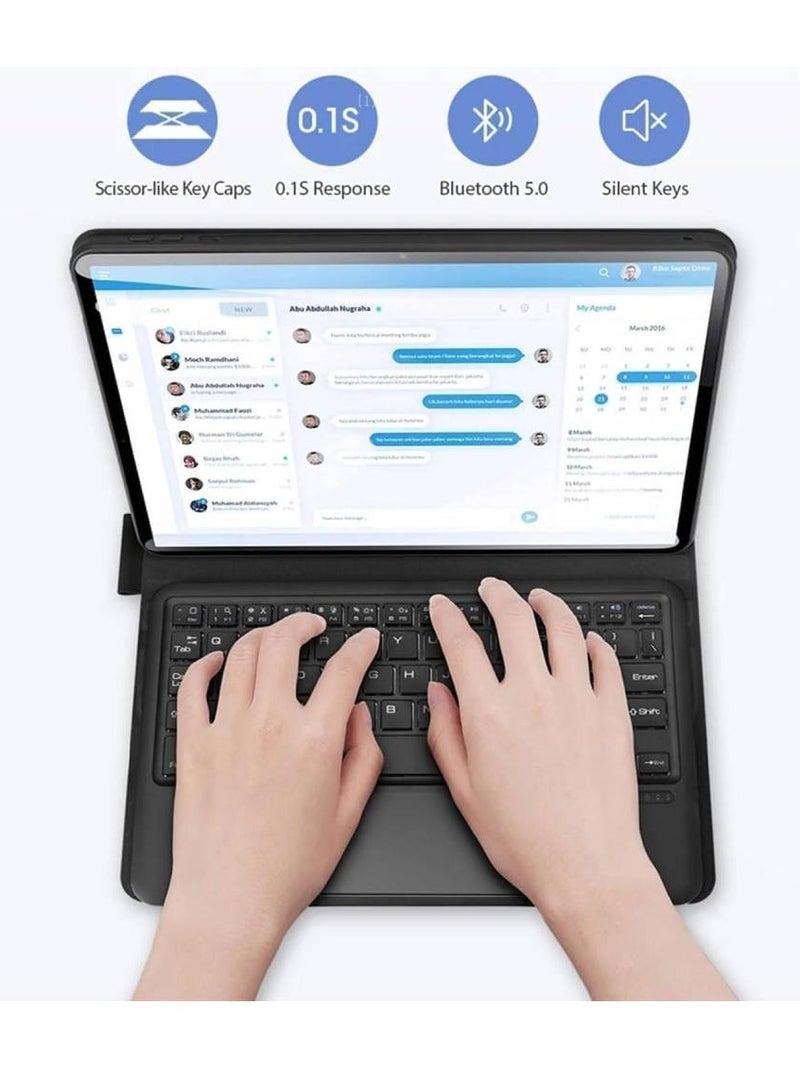 زومي حافظة لوحة مفاتيح لجهاز Xiaomi Mi Pad 7 / Pad 7 Pro غطاء جلدي PU رفيع للغاية ولوحة مفاتيح بلوتوث قابلة للفصل مع حروف عربية وإنجليزية ولوحة لمس وحامل قلم لجهاز Xiaomi Pad 7 / Pad 7 Pro - Image 2