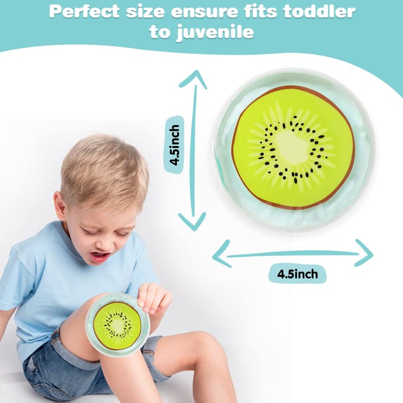 Hilph Kid Ice Packs, Reusable Boo Boo Ice Packs for Kids & Toddlers & Baby Injuries, Hot Cold Compress for Body Pain Relief, Bumps & Bruises, Toothache, Fever, 4.5 Inch, 3 Packs, Fruit - Image 4