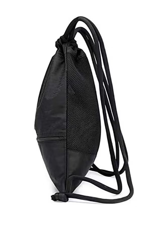 Drawstring Backpack,Sports Canvas Bag,Waterproof Oxford Fabric Drawstring Bag,Swimming Bag,Basketball Bag,Soccer Bag,Zipper 43*49cm(Black) - Image 3