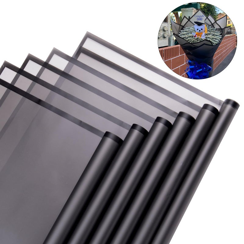 VOWOVOSDAY 20 Pcs Black border Flower Wrapping Paper,Waterproof Valentine's Day Bouquet Wrapping Paper 23x23Inch Used for DIY Crafts, Gift Packaging, Flower Shop Bouquet Packaging (20, Black) - Image 1