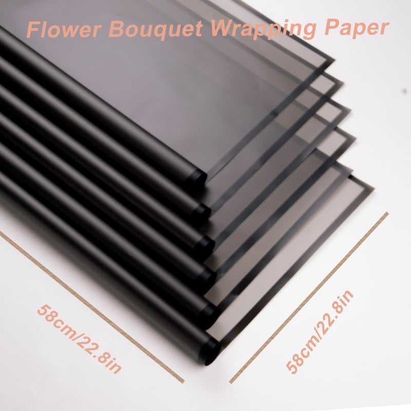 VOWOVOSDAY 20 Pcs Black border Flower Wrapping Paper,Waterproof Valentine's Day Bouquet Wrapping Paper 23x23Inch Used for DIY Crafts, Gift Packaging, Flower Shop Bouquet Packaging (20, Black) - Image 3