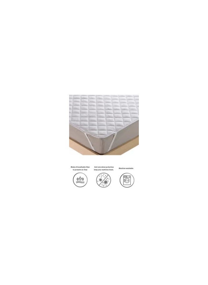Waterproof Mattress Protector Breathable Mattress Cover with Elastic Straps Soft Washable Bed Protector White - Image 2