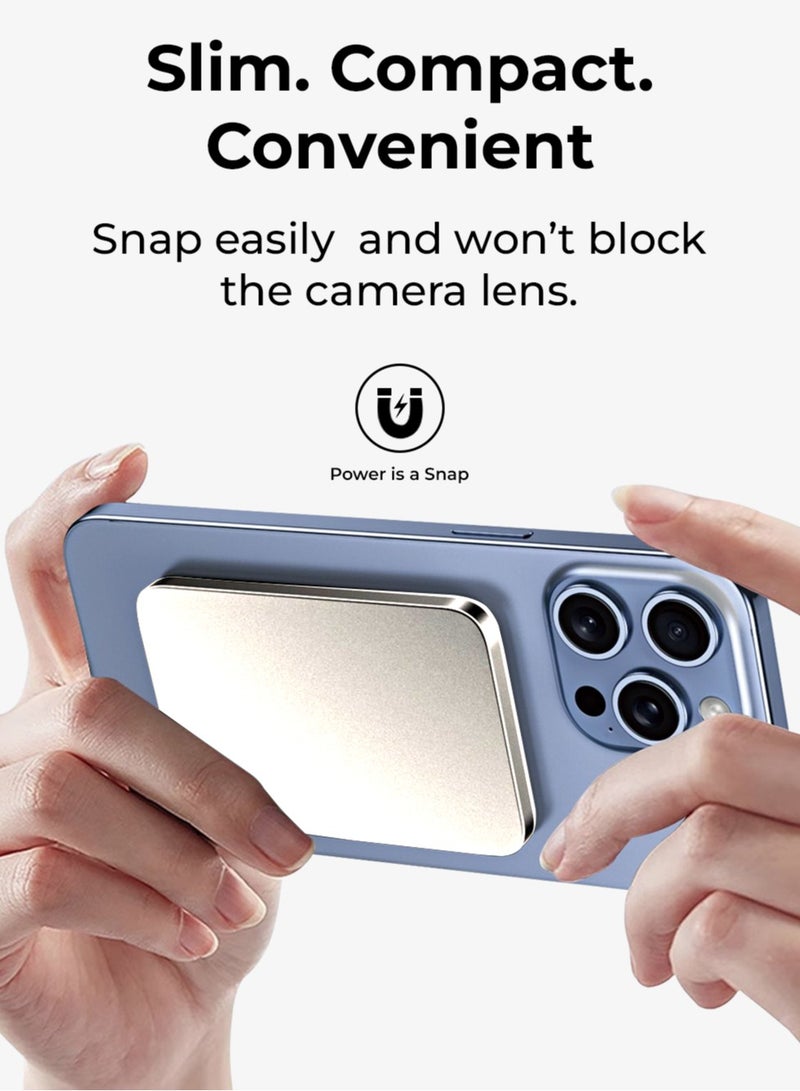 جلاسولوجي MagSafe Mini Powerbank 10000mAh – PD 22.5W + 15W Wireless, Type-C I/O, Multi-Device Charging, Silver – Compatible with All Apple Devices - Image 5