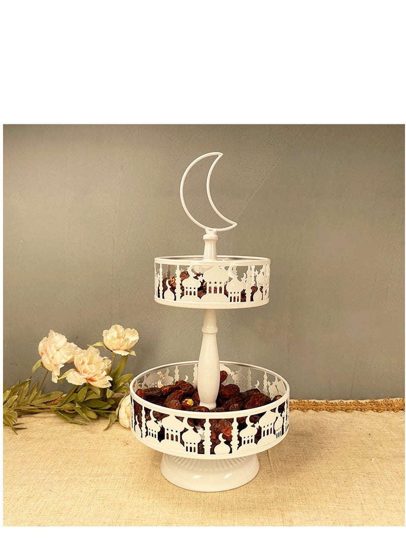 XiuWoo 2 Tier Ramadan Home Decoration Ramadan Tray Set Mubarak Iron Tray Candy Rack Removable Dessert Table Cake Rack Party Supplies - Image 1