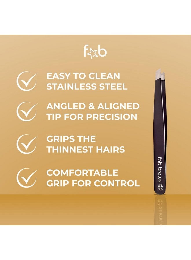 Fab Brows Professional-Grade Tweezers | Stainless Steel Eyebrow Tweezers For Women | Multipurpose Flat Tweezers For Facial Hair, Splinters, Ingrown Hair | Seamless Hair Plucking | Women'S Grooming - Image 5