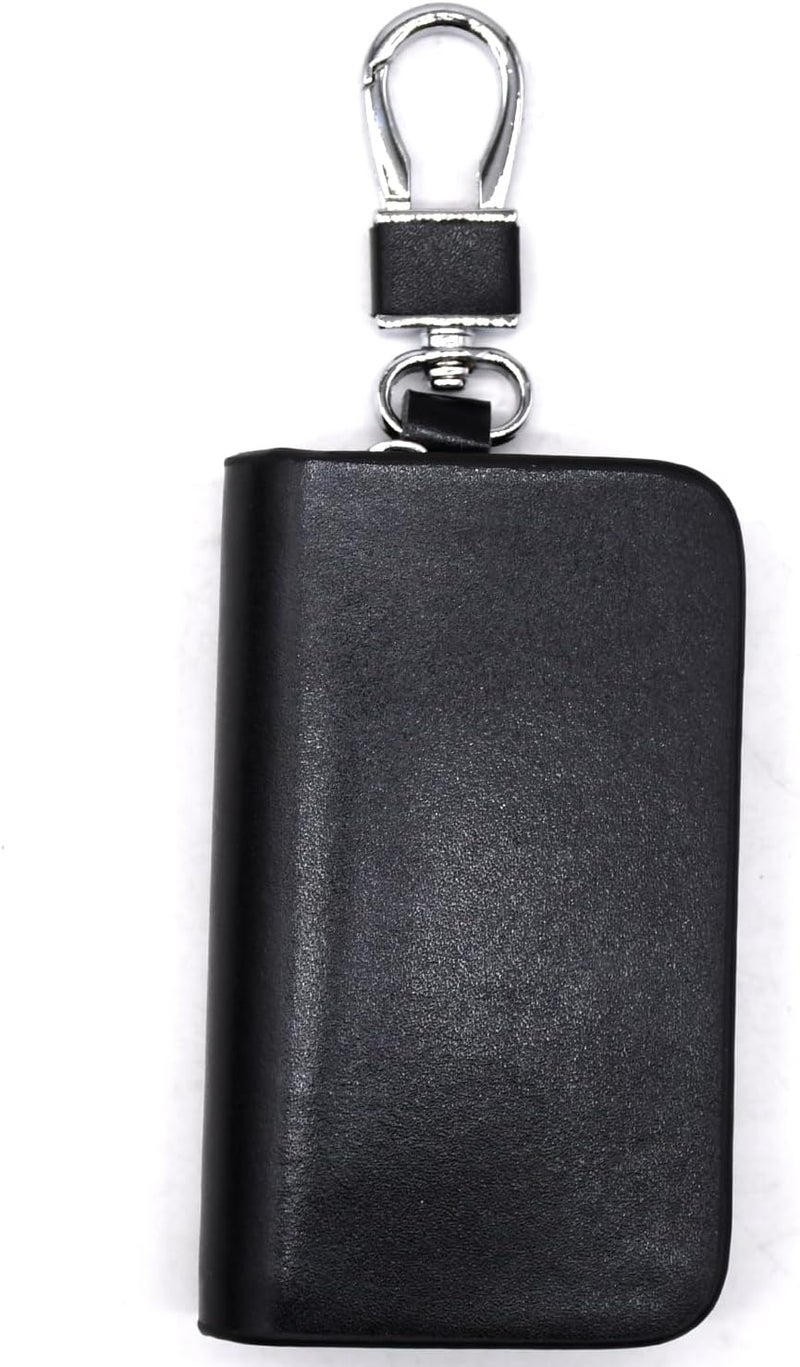 KMH Premium Scandinavian Nappa Car Key Wallet Bag | Wallet for Key Pouch Holder Cover Shell Case, Key Zipper Fob Protector | Smart Remote Keychain Holder with Metal Hook Keyring Zipper Bag (Black) - Image 3
