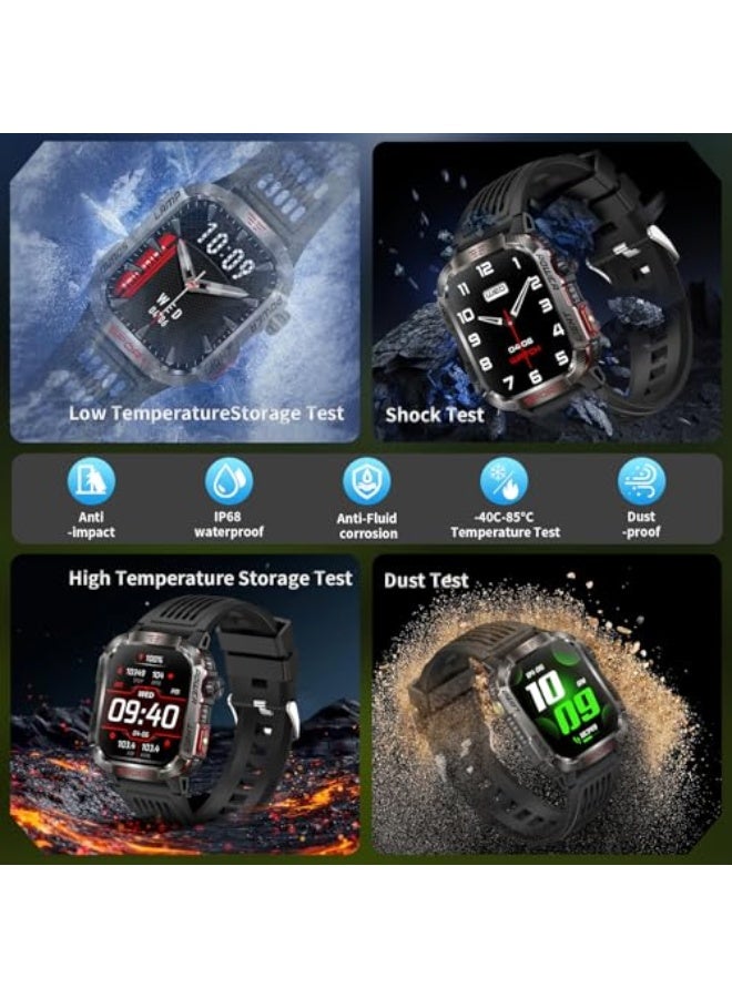 Military Smart Watches for Men - Compass & Flashlight - 2.01'' HD IP68 Waterproof Smart Watch, Fitness Tracker with Call, Heart Rate, Sleep Monitor,100+ Sport Modes, 40 Days Battery Life - Image 4