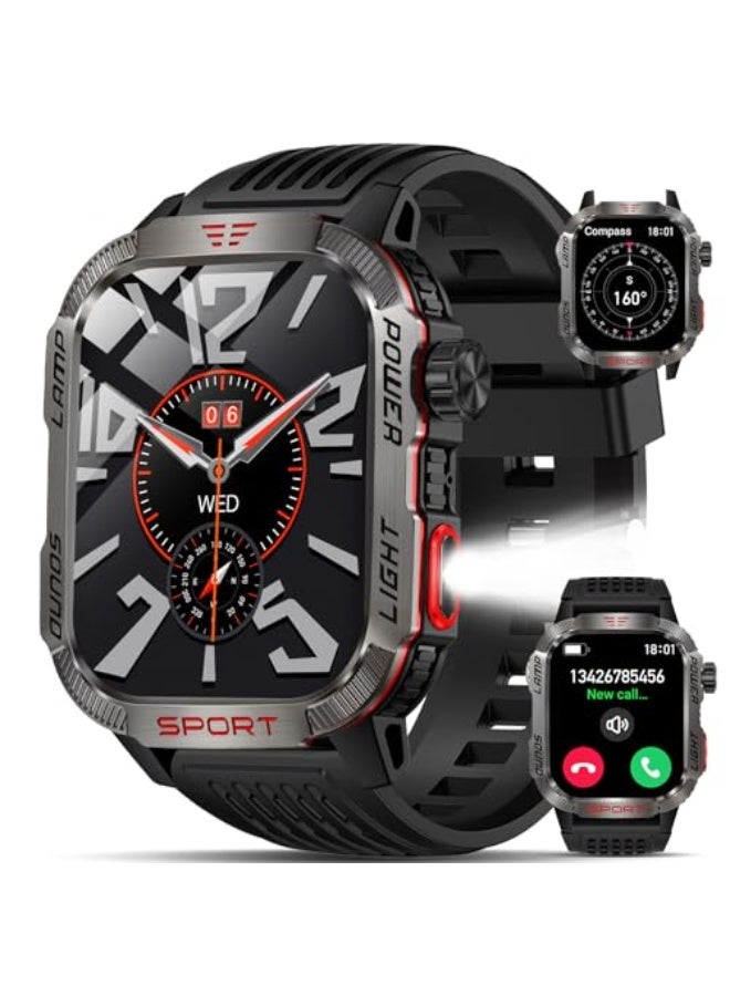 Military Smart Watches for Men - Compass & Flashlight - 2.01'' HD IP68 Waterproof Smart Watch, Fitness Tracker with Call, Heart Rate, Sleep Monitor,100+ Sport Modes, 40 Days Battery Life - Image 1
