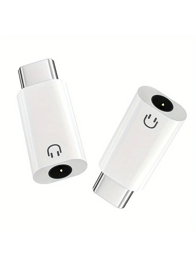 White USB C to 3 5mm Audio Headphone Adapter 2 Pack for iPhone 15 S23 S22 S21 Ultra iPad Pro - Image 1