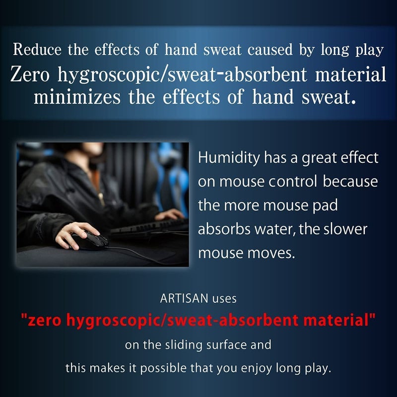 Artisan فأرة الألعاب ARTISAN FX HAYATEOTSU NINJABLACK مع وسادة من البوليستر بملمس ناعم وحركات سريعة للاعبين المحترفين أو مصممي الجرافيك الذين يعملون من المنزل أو المكتب (【X-Soft】 كبير جداً) - Image 5
