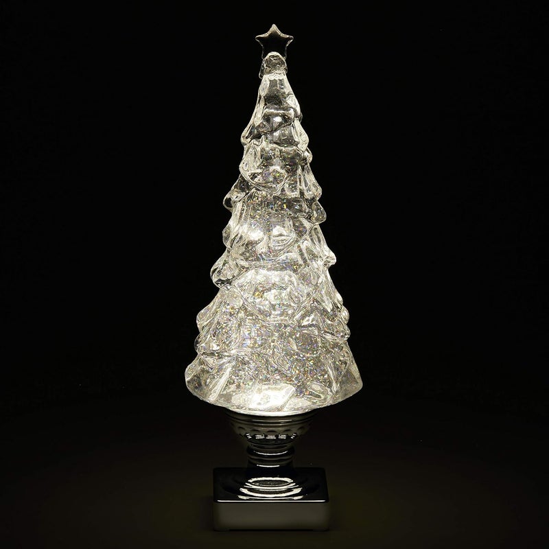 ReLIVE Light Up Christmas Tree Snow Globe with Glitter, 15.25" - White - Image 1