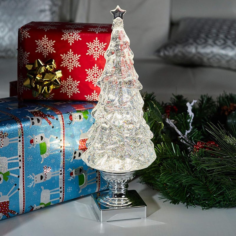 ReLIVE Light Up Christmas Tree Snow Globe with Glitter, 15.25" - White - Image 4