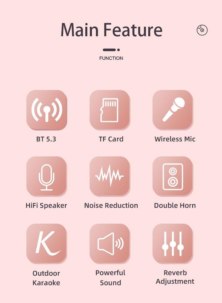 SYOSI SYOSI Mini Karaoke Machine for Kids, Portable Bluetooth Speaker with 2 Wireless Microphones, Portable BT Speaker Rechargeable for Girls Boys Birthday Party - Image 3