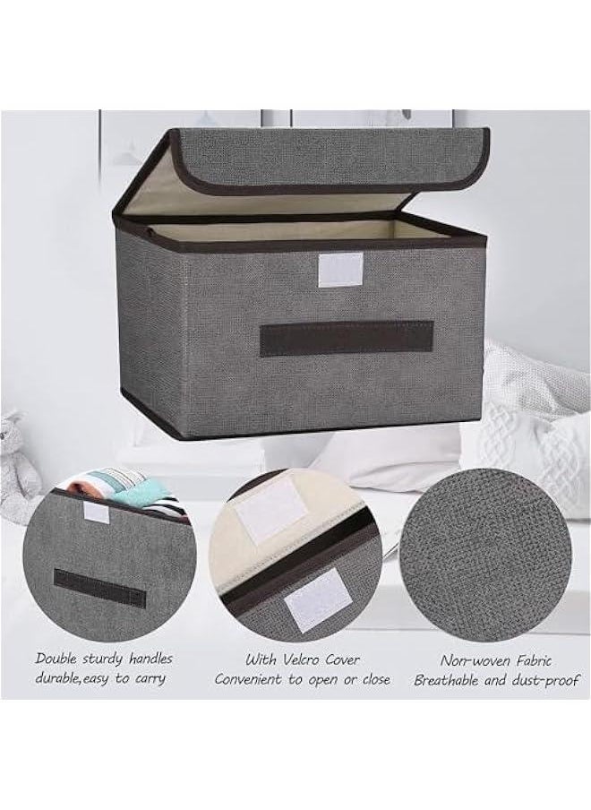 HOOKOR Fabric Storage Boxes, Large Storage Bins with Lids, Toy Storage Organizer, Closet Storage Baskets for Shelves Organizing Bookcase Entryway Wardrobe (Grey-2Pack)  - Image 3