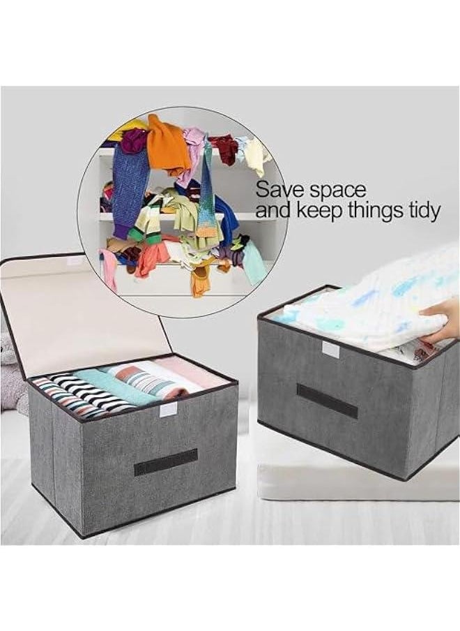 HOOKOR Fabric Storage Boxes, Large Storage Bins with Lids, Toy Storage Organizer, Closet Storage Baskets for Shelves Organizing Bookcase Entryway Wardrobe (Grey-2Pack)  - Image 4