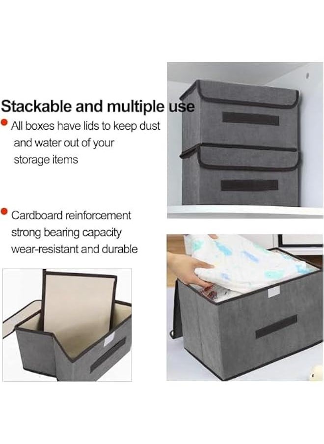HOOKOR Fabric Storage Boxes, Large Storage Bins with Lids, Toy Storage Organizer, Closet Storage Baskets for Shelves Organizing Bookcase Entryway Wardrobe (Grey-2Pack)  - Image 5