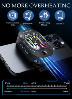 DUNISO Phone Cooler for Live Streaming and Gaming, Semi-Conductor Cooling Chip Mobile Phone Radiator with Adjustable 3 Gear Wind Speed and Adjustable Stand, Fit All Types of iPhone Android Smartphones  - Image 3