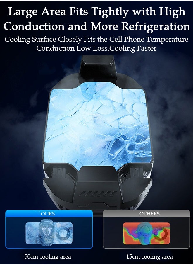 DUNISO - Phone Cooler for Live Streaming and Gaming, Semi-Conductor Cooling Chip Mobile Phone Radiator with Adjustable 3 Gear Wind Speed and Adjustable Stand, Fit All Types of iPhone Android Smartphones - Image 1