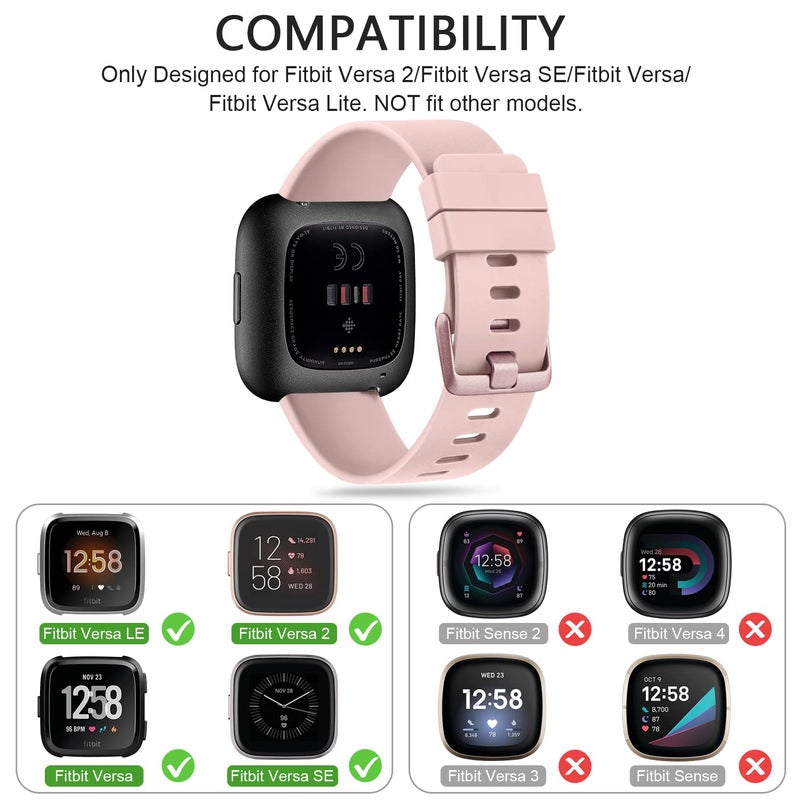 Mugust Sport Bands Compatible with Fitbit Versa 2 / Fitbit Versa/Versa Lite/Versa SE, Classic Soft Silicone Replacement Wristbands Straps for Fitbit Versa 2 Smart Watch Women Men (Small,Light Pink) - Image 2