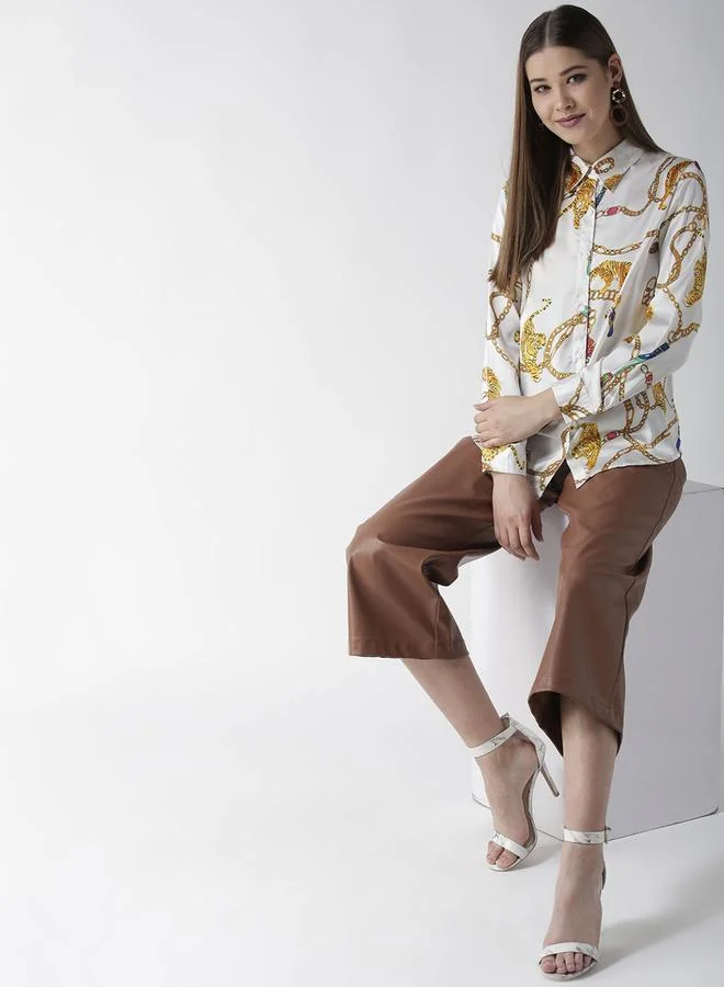 Stylestone Animal Print Buttoned Long Sleeve Shirt