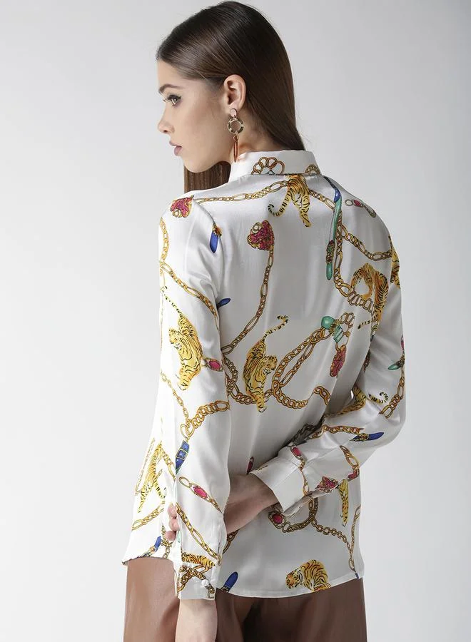 StyleStone Multi Stylestone Animal Print Buttoned Long Sleeve Shirt for Women | Best Price UAE