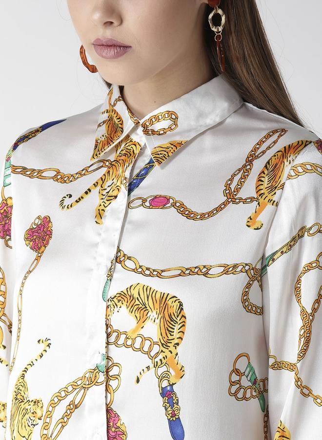 ستايل ستون بلوزة بطبعة حيوان بأكمام طويلة - Image 3