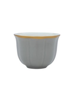 Alsaif Gallery A Set of Gray Arabic Coffee Cups with a Golden Line 12 Pieces  - Image 1