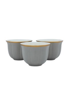 Alsaif Gallery A Set of Gray Arabic Coffee Cups with a Golden Line 12 Pieces  - Image 3