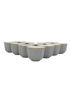 Alsaif Gallery A Set of Gray Arabic Coffee Cups with a Golden Line 12 Pieces  - Image 2