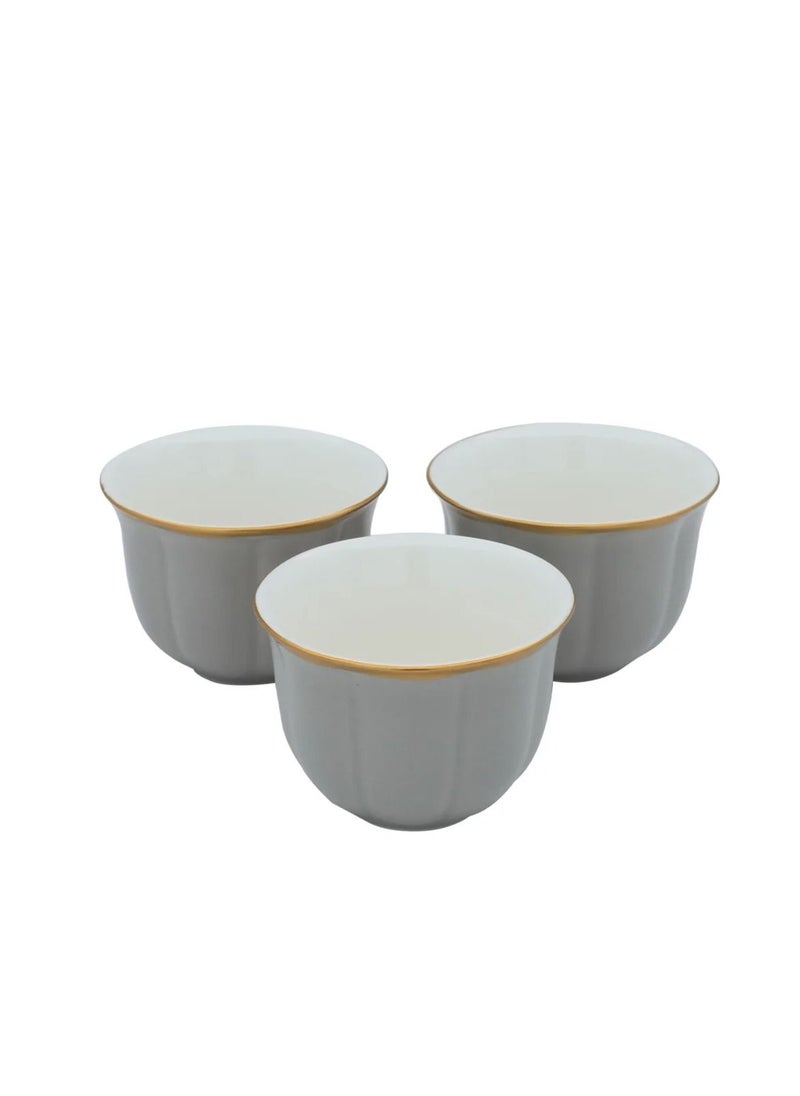 Alsaif Gallery - A Set of Gray Arabic Coffee Cups with a Golden Line 12 Pieces - Image 1
