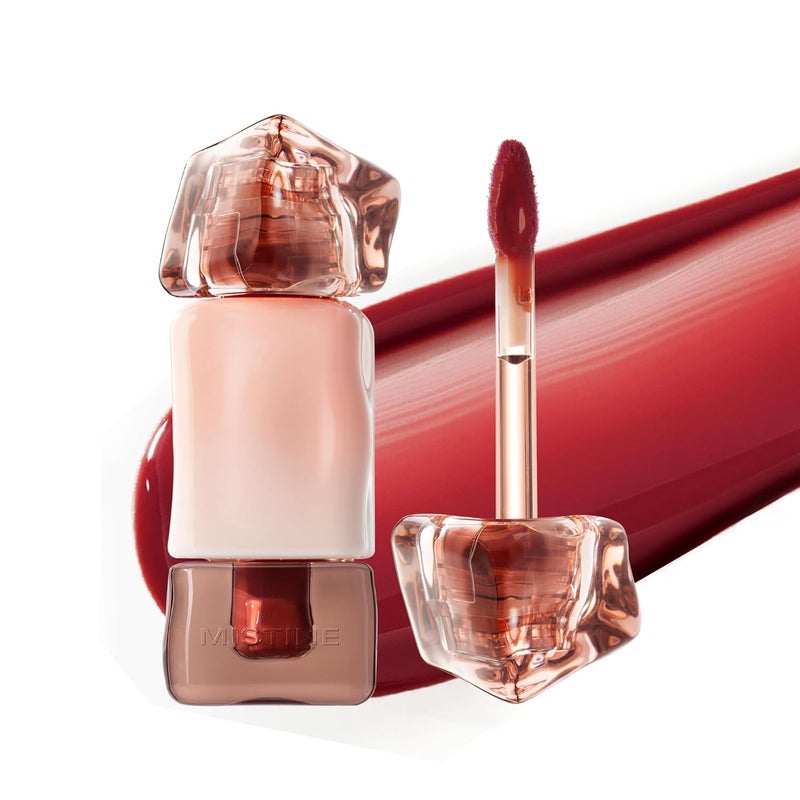 Mistine Lip Gloss Thai latte Long Lasting Lip Glaze Nonsticky Lip Tint Gloss with 1 Peptide Glossy Finish L08 Coconut Island Sunset 01 fl oz 1 Count