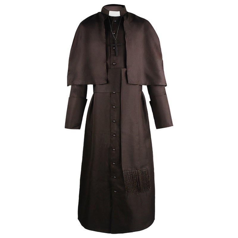 In-Stock Medieval Solid Color Priest Cosplay Costume Halloween Priest Cosplay Role-Playing Outfit - Image 3