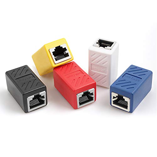 PASOW RJ45 Coupler in-Line Coupler Cat7 Cat6 Cat5e Ethernet Cable Extender Adapter Female to Female (5 Pack) - Image 1