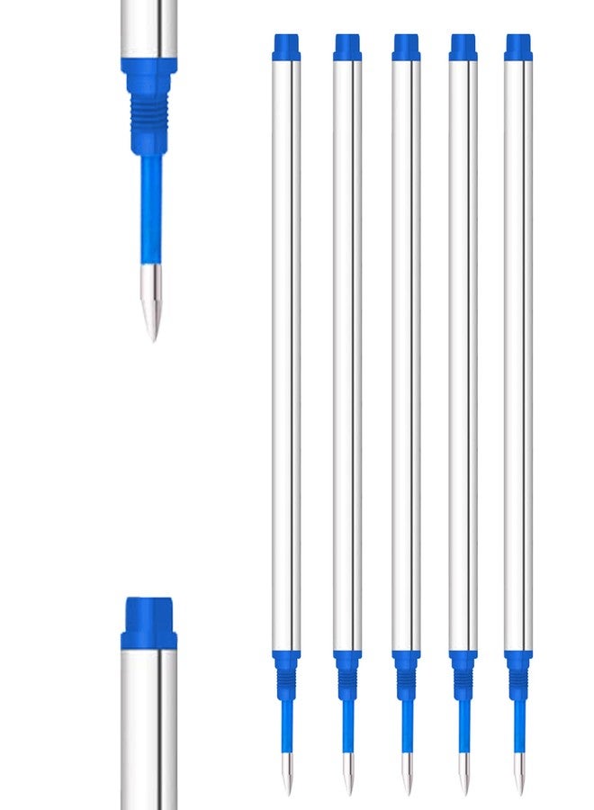 DunBong Spiral Refill, Replaceable Gel Ink Rollerball Refills 5 Pack, 0.5mm Medium Point, Threaded Rolling Ball Refills (Blue) - Image 1