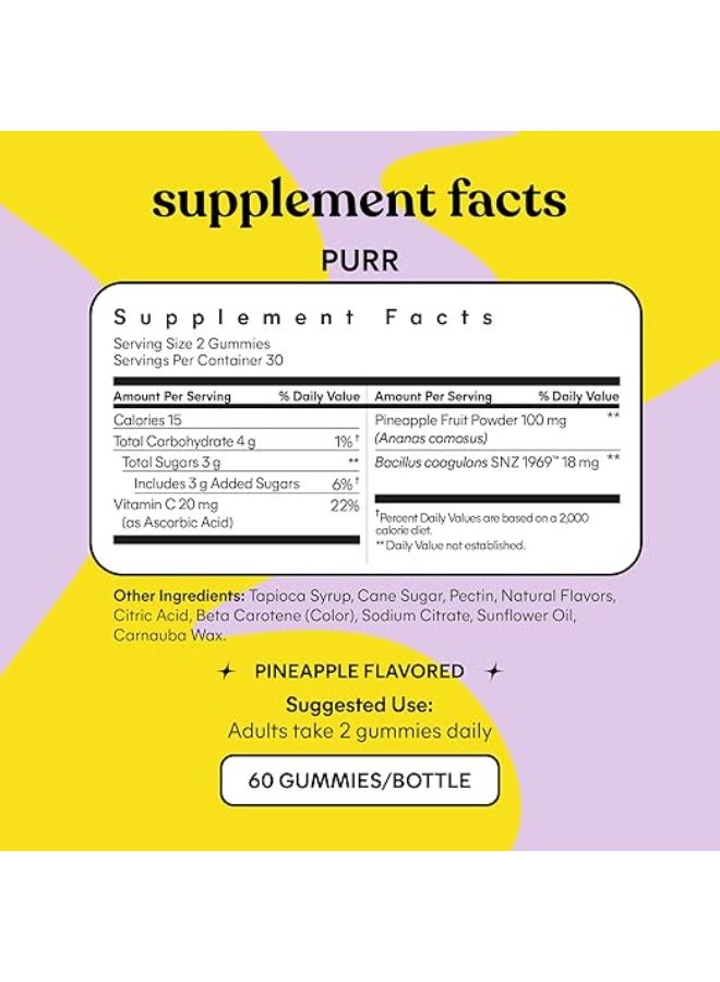 Lemme Purr Vaginal Probiotics Gummies - Pineapple & Vitamin C, 60 Gummies - Image 5