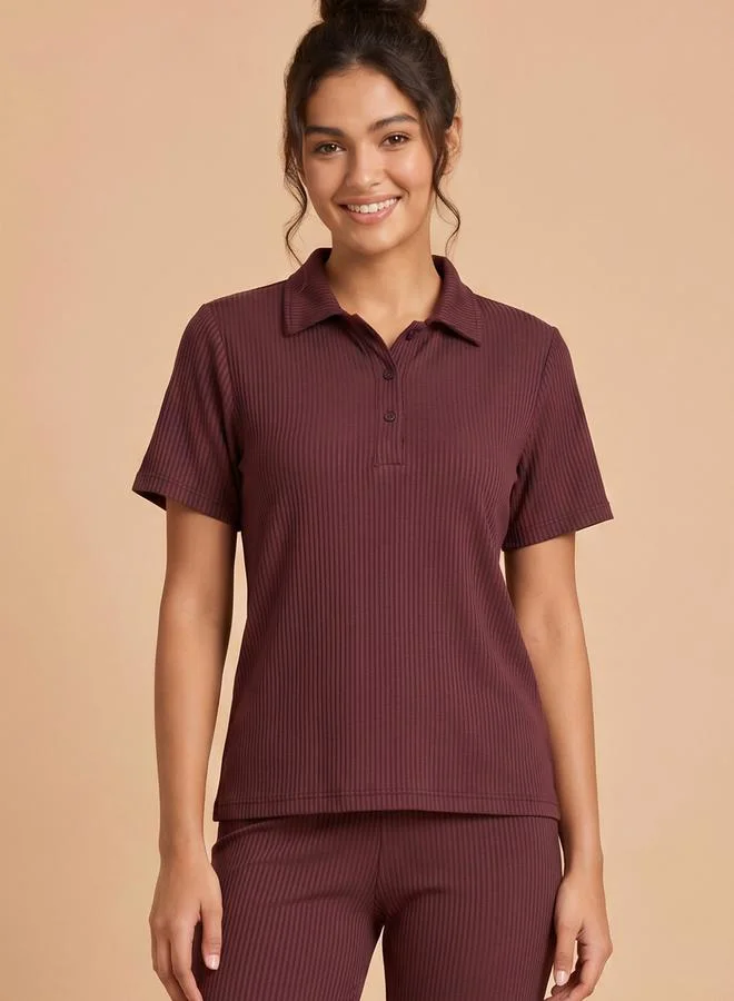 Clovia Purple Solid Polo Shirt