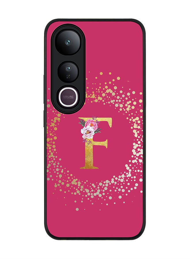 Stylizedd For vivo V50 Lite Case,Slim fit Camera Protection, Shockproof Thin Phone cover  - Custom Monogram Floral - F ( Deep Pink )