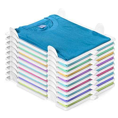 Accenter Tshirt Organizer for Clothes Storage, Stackable Closet Organizer with Easy Access, Shirt Folder Board, Sturdy and Durable, Clothes Folder 10-Pack - Image 1