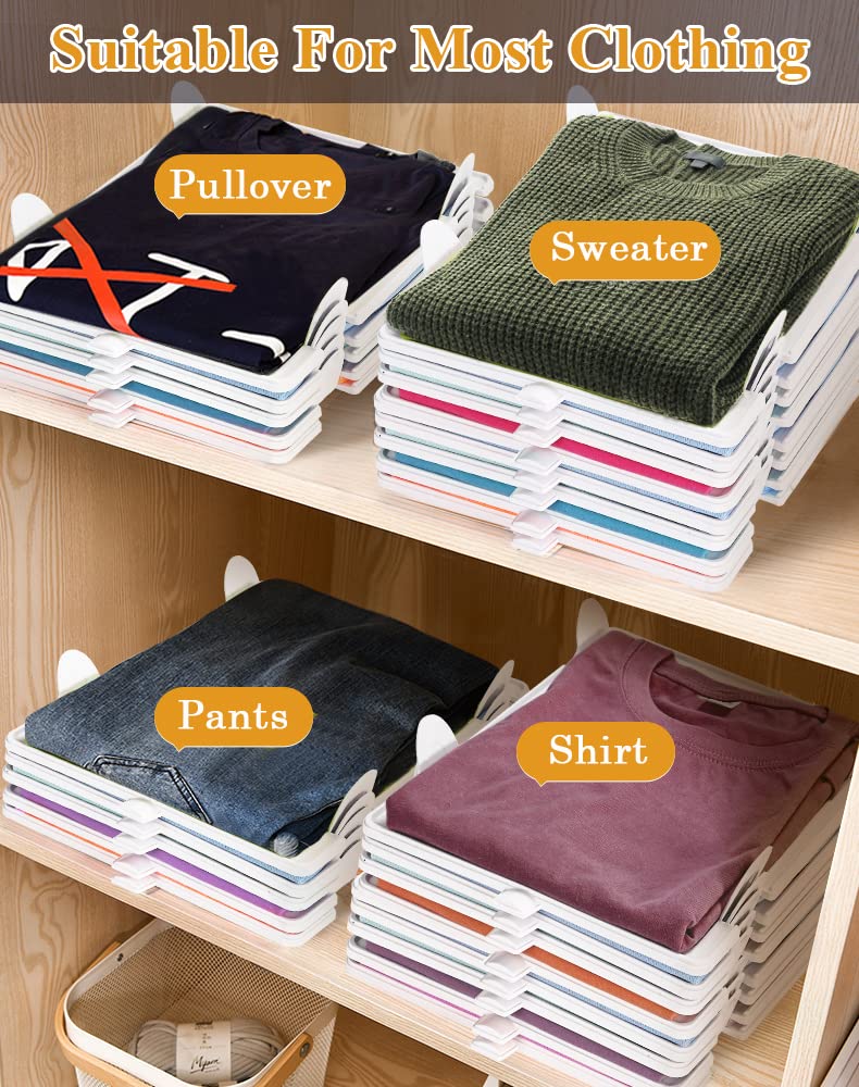 Accenter Tshirt Organizer for Clothes Storage, Stackable Closet Organizer with Easy Access, Shirt Folder Board, Sturdy and Durable, Clothes Folder 10-Pack - Image 5