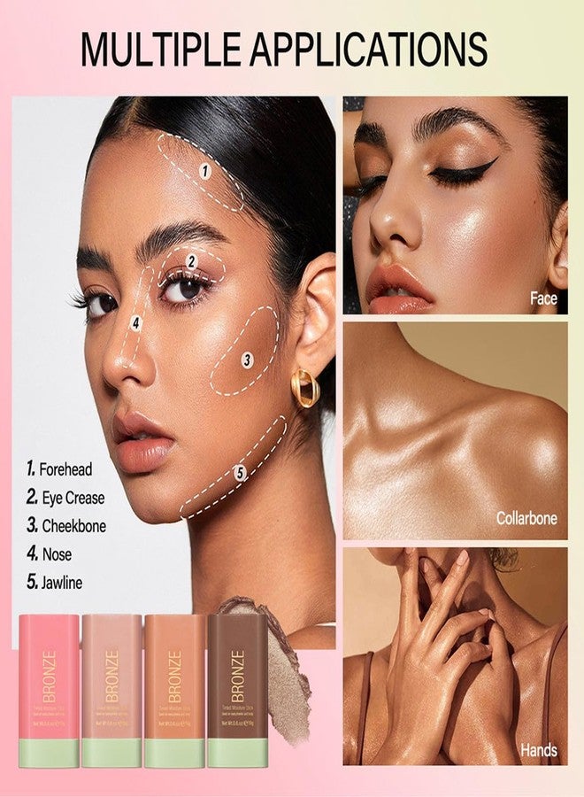 Tiejdhr Multi-Use Makeup Blush Stick, Beauty Tinted Solid Blush Stick,Facial Contouring Highlight & Brighten Face Stick, Waterproof Moisturizer Stick, Suitable for All Skin (4#Beach Glow) - Image 4