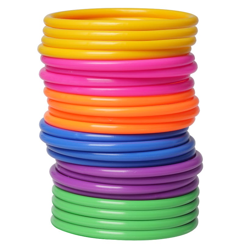 Topbuti 24 Pcs Multicolor Plastic Toss Rings Ring Toss Game Carnival Rings for Speed and Agility Practice Games, Garden Backyard Outdoor Games, Bridal Shower Game, Game Booth (3.94 Inch) - Image 1
