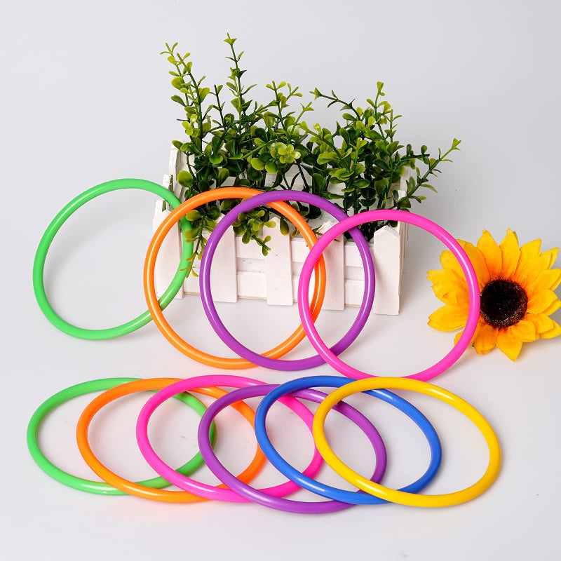 Topbuti 24 Pcs Multicolor Plastic Toss Rings Ring Toss Game Carnival Rings for Speed and Agility Practice Games, Garden Backyard Outdoor Games, Bridal Shower Game, Game Booth (3.94 Inch) - Image 4