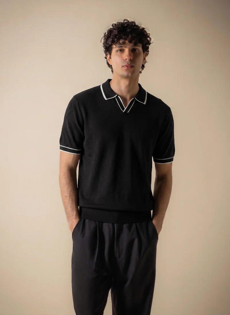 شايبس CONTRAST FINE KNIT POLO SHIRT