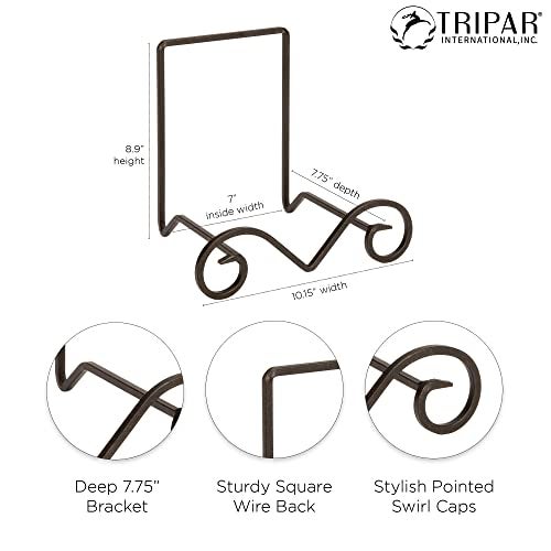 Tripar Decorative Keller Easel Stand, Black & Gold Finish (9-Inch Depth) - Beautifully Designed Tabletop Stand - Made of Solid Square Wire Metal - Perfect for Showcasing Pictures, Artwork, & More - Image 3