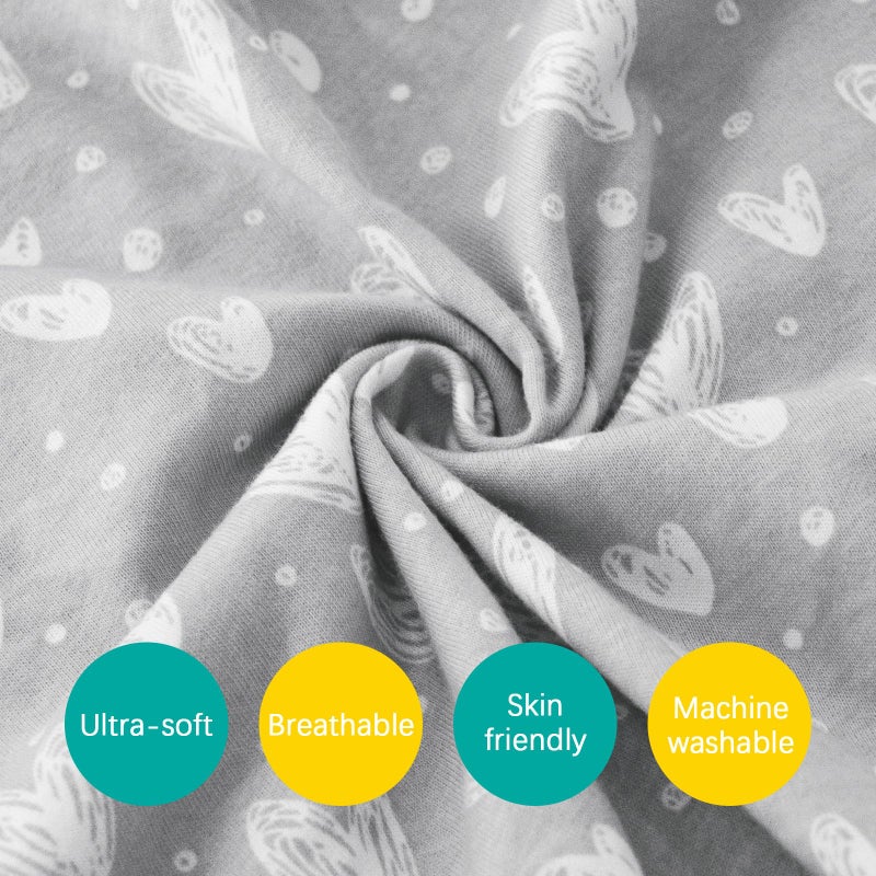 Biloban Organic Cotton Toddler Pillowcase 2 Pack, (Pillowcase Only) Kids Pillowcase for Sleeping Fit Pillow Sized 13"x 18" or 14"x19", Envelope Travel Pillowcases for Girl Boy, Gray Heart & Pink Strip - Image 2