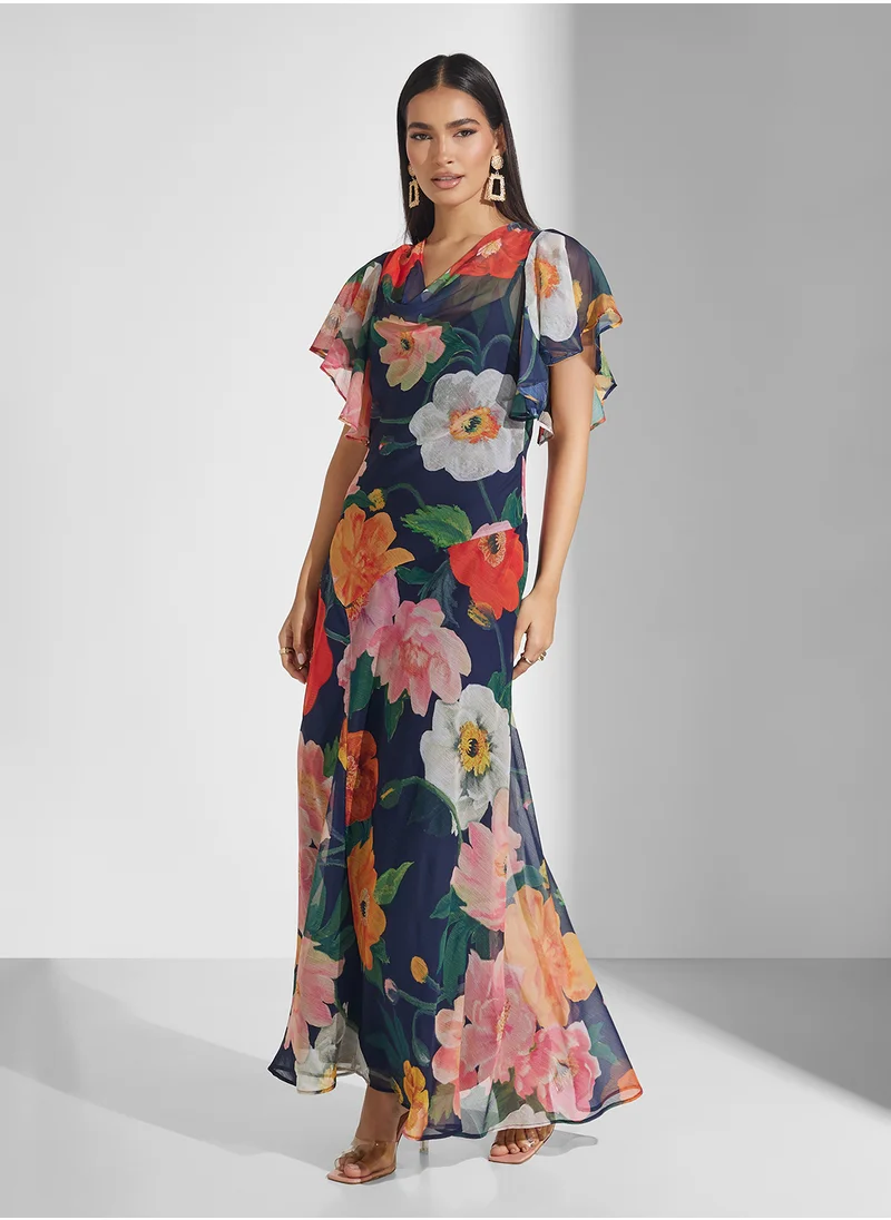 Hope & Ivy Cowl Neck Maxi Dress