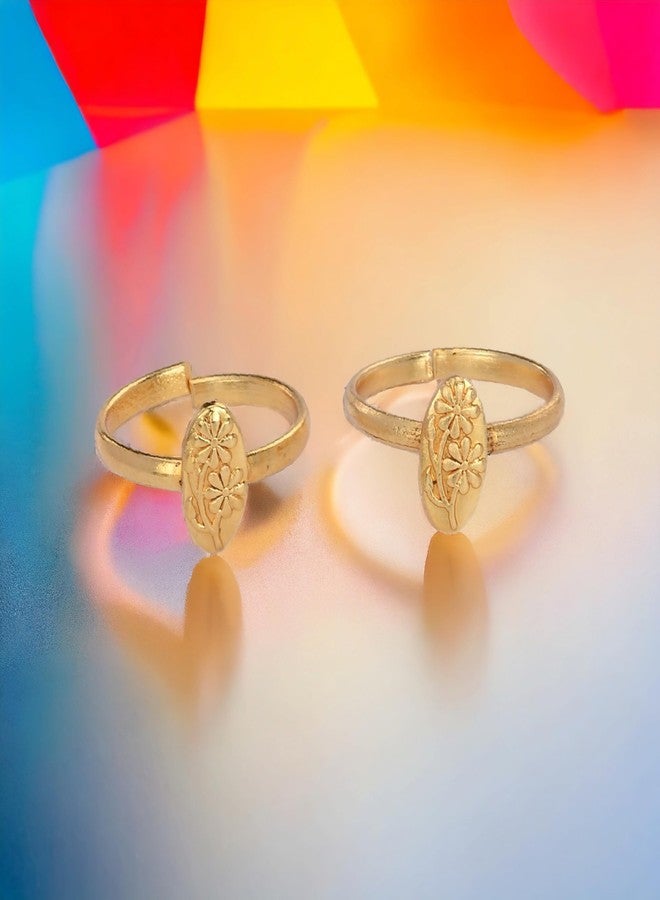 AanyaCentric Pack of 2 Pair Gold-Plated Toe Rings Adjustable Trendy & Fashion Accessories - Image 3